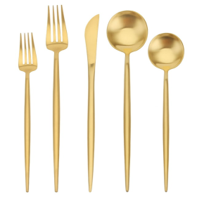 Matte Gold Silverware Set, SHARECOOK 20-Piece Stainless Steel Satin Finish Flatware Set , Tableware Cutlery Set for Home and Restaurant