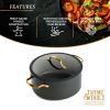 Non-Stick 5 QT Signature Stock Pot with Glass Lid, Black & Gold