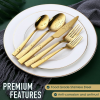 OGORI Gold Silverware Set, 30-Piece Gold Forged Stainless Steel Flatware Set with Square Handle, Service of 6